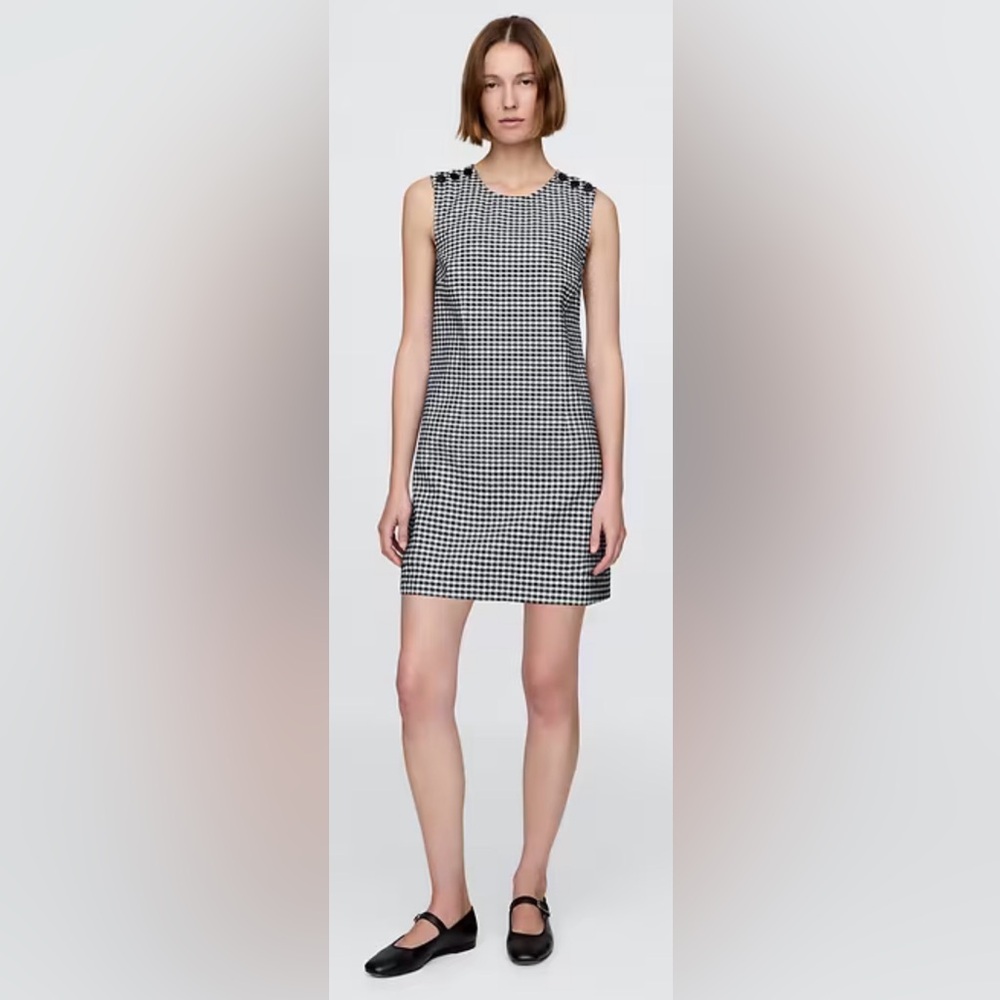 Sleeveless Black and White Check Mini Dress